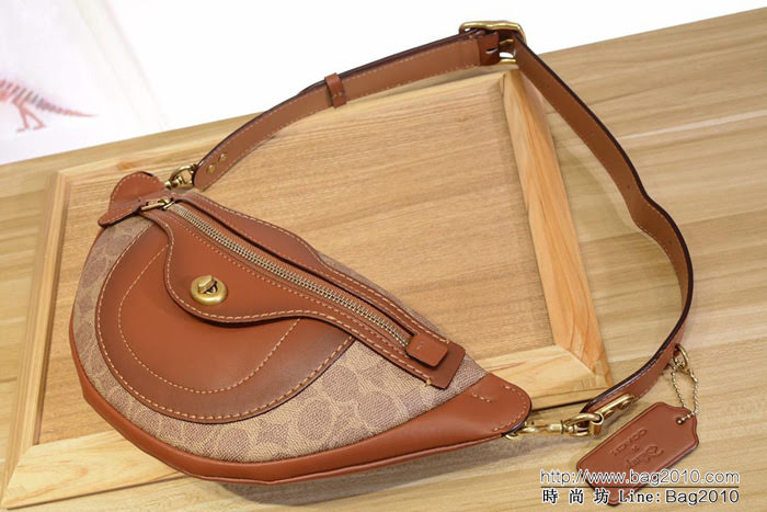 COACH蔻馳 32755 c家牛皮簽名LOGO印花 女包腰包 胸包 男女同款  Chz1357